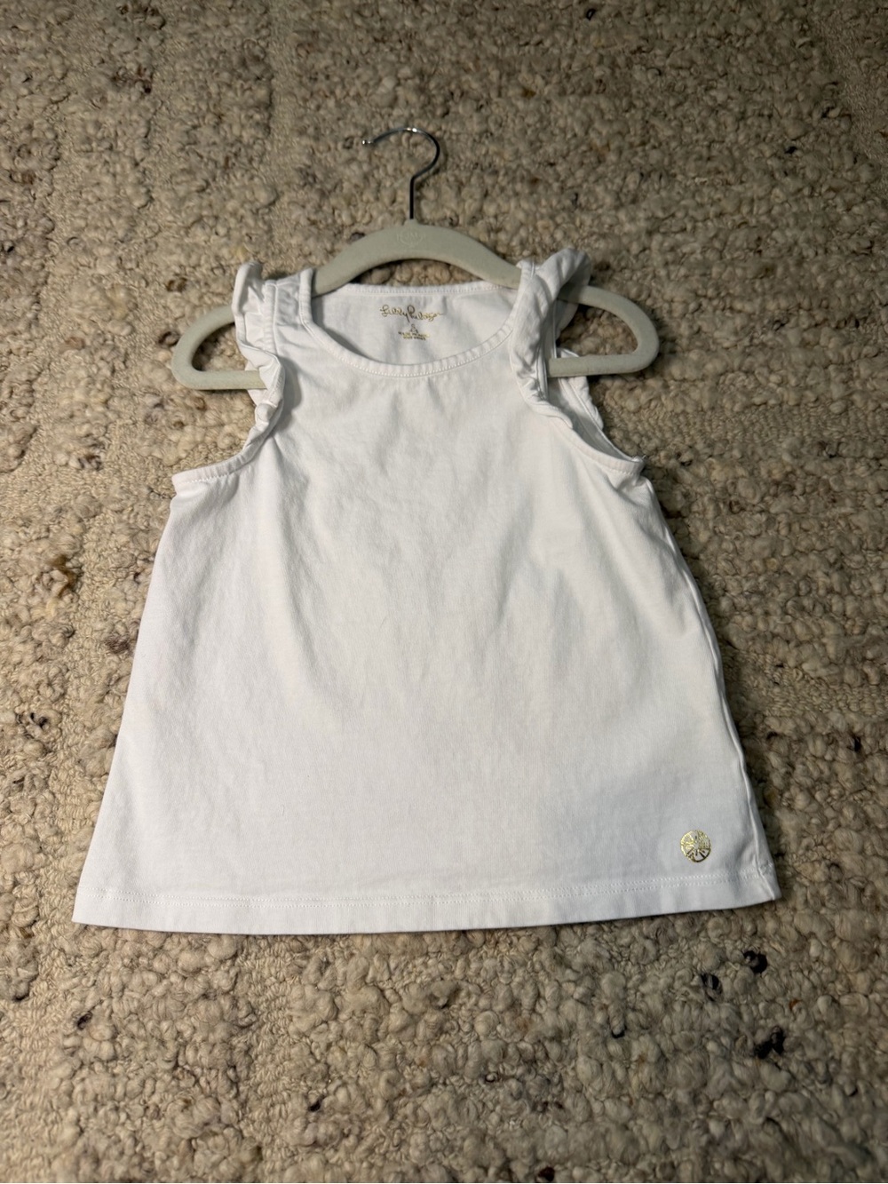 Lilly Pulitzer White Ruffle Strap Tank Top for Kids